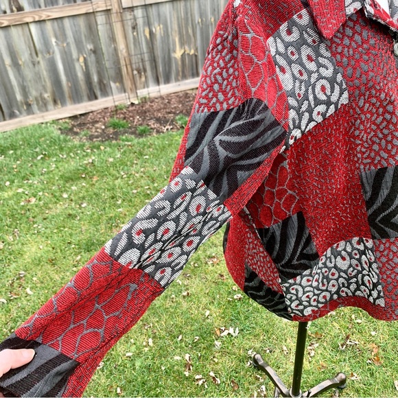 Vintage Studio Works Women’s Jacket~Size 2XL~Patterned Lightweight~Red/Black EUC - Picture 9 of 16